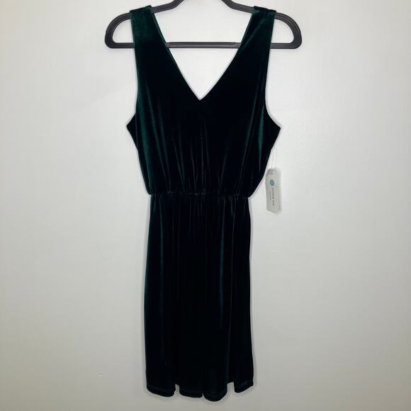 NWT FRENCH GREY Lennon Velvet Dress Dark Green Sleeveless Medium - Picture 1 of 5
